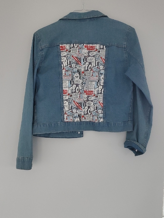 Faded Glory Jackets & Blazers - Faded Glory Light Blue Denim Jacket With Comics On Back